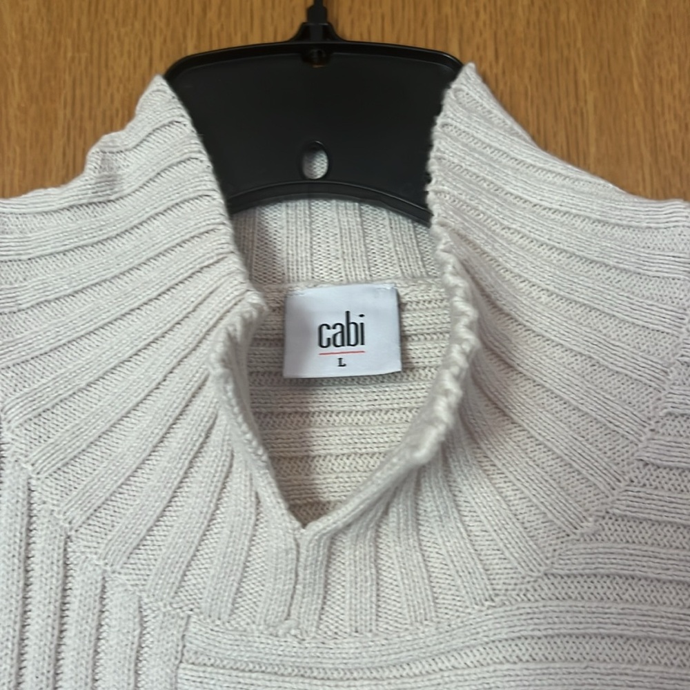 Cream Ribbed Asymmetrical Sweater - Picture 2 of 3